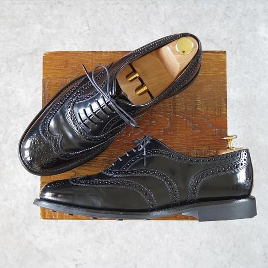 極上★(英)SANDERS/サンダース SIZE 7.5【コマンドソール仕様★フルブローグ/1141B】ポリッシュレザー/黒/メンズ★i664