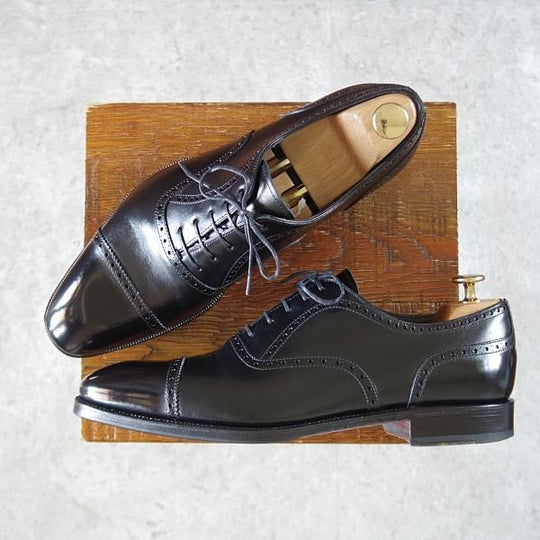 美品★(スペイン製)CARMINA/カルミナ SIZE 8【モデル定価￥72,600-★MEERMIN別注/クォーターブローグ】80214/カーフ/黒/メンズ★i665