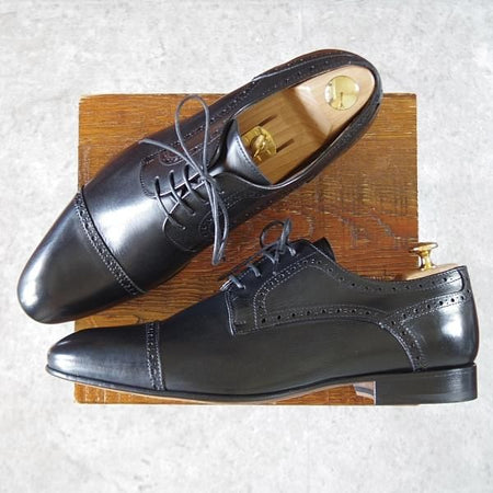 未使用★(伊)ステファノ・ブランキーニ SIZE 45【★クォーターブローグ/黒】カーフ/メンズ/STEFANO BRANCHINI★i666