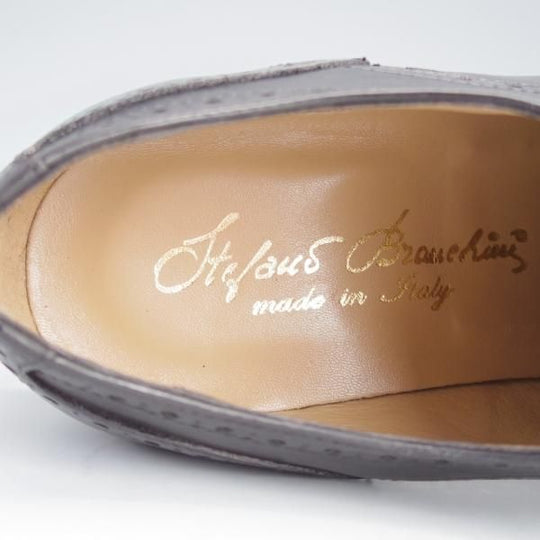 未使用★(伊)ステファノ・ブランキーニ SIZE 45【★クォーターブローグ/黒】カーフ/メンズ/STEFANO BRANCHINI★i666