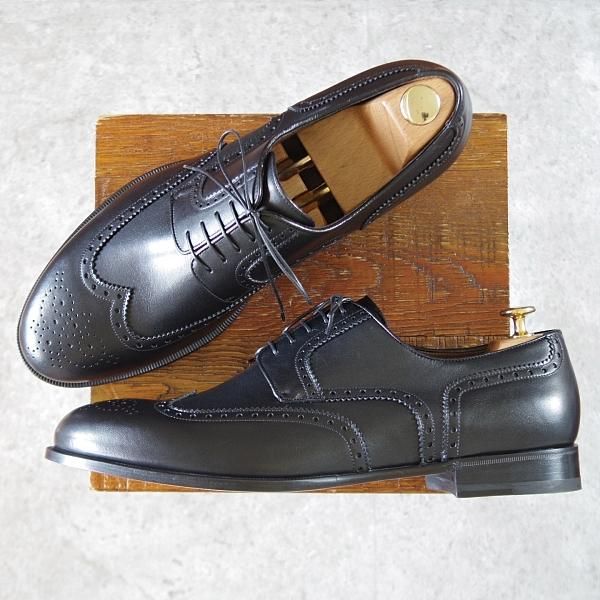 未使用★(伊)ア・テストーニ SIZE 11【★フルブローグ/黒】カーフ/メンズ/a.testoni★i667