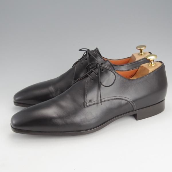 未使用★(伊)サントーニ SIZE 10【★プレーントゥ/372122】Vフロント/プレーントゥ/カーフ/黒/メンズ/Santoni★i668