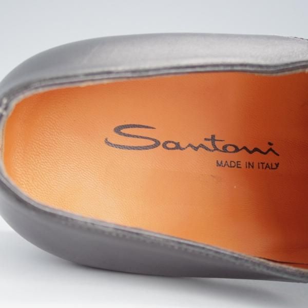 未使用★(伊)サントーニ SIZE 10【★プレーントゥ/372122】Vフロント/プレーントゥ/カーフ/黒/メンズ/Santoni★i668