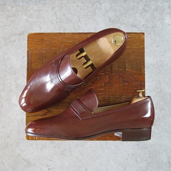 未使用★(伊)タニノクリスチー SIZE 6.5【デッドストック品★ローファー/108253】スリッポン/カーフ/茶/メンズ/TANINO CRISCI★i670