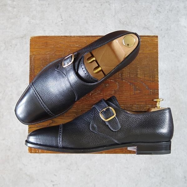 未使用★(伊)タニノクリスチー SIZE 7.5【デッドストック品★モンクストラップ/109264】シボ革/黒/メンズ/TANINO CRISCI★i672