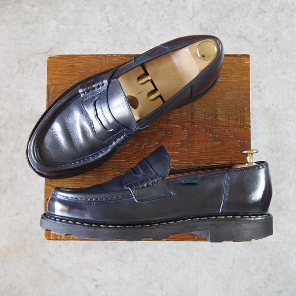 極上★パラブーツ SIZE 7【定価￥71,500-★ランス/REIMS】コインローファー/リスレザー/NUIT/紺/メンズ/Paraboot★i674