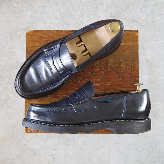 極上★パラブーツ SIZE 7【定価￥71,500-★ランス/REIMS】コインローファー/リスレザー/NUIT/紺/メンズ/Paraboot★i674