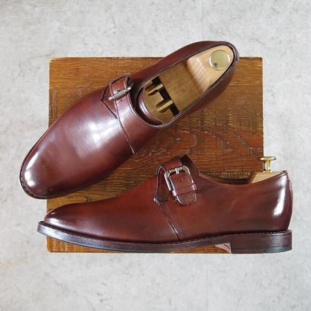 極美品★(米)アレンエドモンズ 8D【貴重★ブルックスブラザーズ別注/BROOKS BROTHERS】モンクストラップ/カーフ/茶/ALLEN EDMONDS★i675