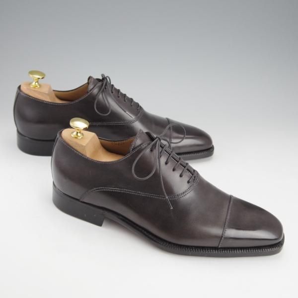 未使用★(伊)STEFANO BI/ステファノビ SIZE 7【グッドイヤーウェルテッド製法★黒系パティーヌ/ストレートチップ】カーフ/メンズ★i676