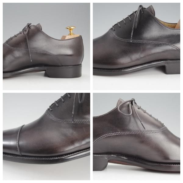 未使用★(伊)STEFANO BI/ステファノビ SIZE 7【グッドイヤーウェルテッド製法★黒系パティーヌ/ストレートチップ】カーフ/メンズ★i676