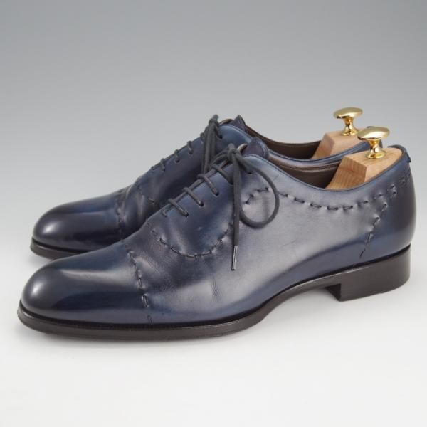極上★(伊)マックスヴェッレ SIZE 6【★オックスフォードシューズ/紺系パティーヌ】カーフ/メンズ/MAXVERRE★i678