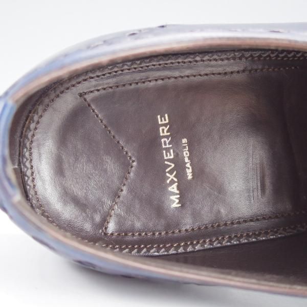 極上★(伊)マックスヴェッレ SIZE 6【★オックスフォードシューズ/紺系パティーヌ】カーフ/メンズ/MAXVERRE★i678