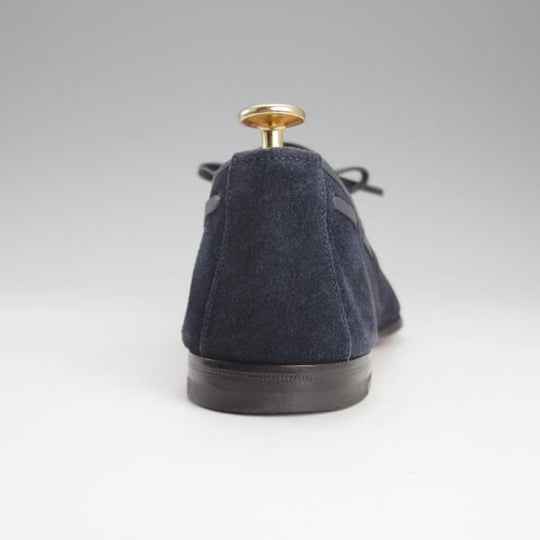 極上★(伊)サントーニ SIZE 5.5【貴重★BEAMS F別注/リボンローファー】スリッポン/スエード/紺/メンズ/ビームス/Santoni★i679