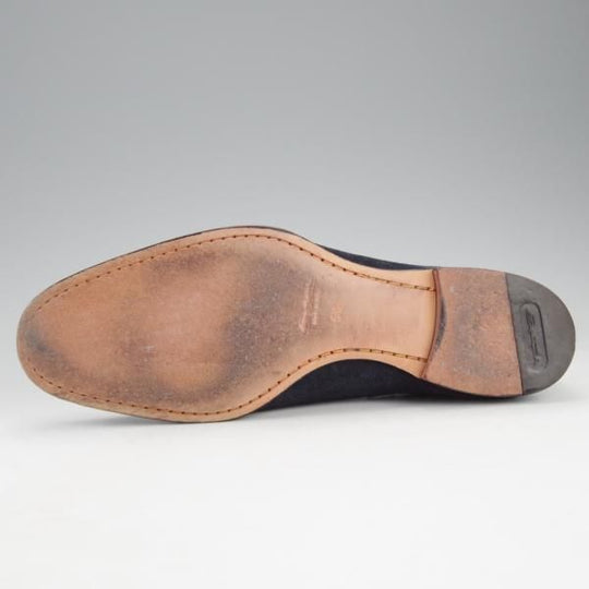 極上★(伊)サントーニ SIZE 5.5【貴重★BEAMS F別注/リボンローファー】スリッポン/スエード/紺/メンズ/ビームス/Santoni★i679