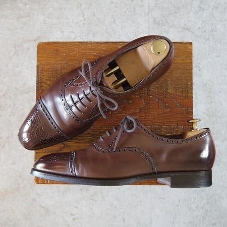 美品★(英)フォスター&サン 7E【定価￥148,500-★SANDRINGHAM/サンドリンガム】66ラスト/セミブローグ/カーフ/濃茶/FOSTER&SON★i687