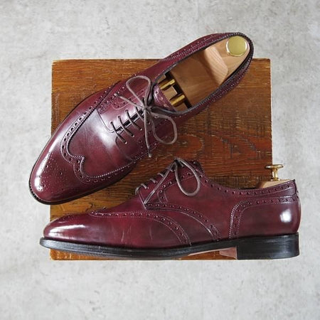 美品★ジョンロブ 8E【モデル定価￥266,200-★ミュージアムカーフ/8695ラスト】HAYLE/フルブローグ/赤茶/メンズ/JOHN LOBB★i689
