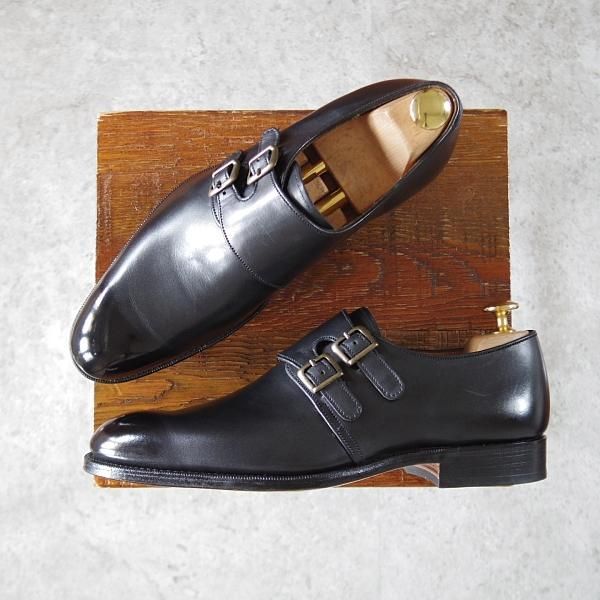 ★(英)グレンソン 5.5F【貴重★footmaster/フットマスター】ダブルモンク/カーフ/黒/メンズ/GRENSON★i690