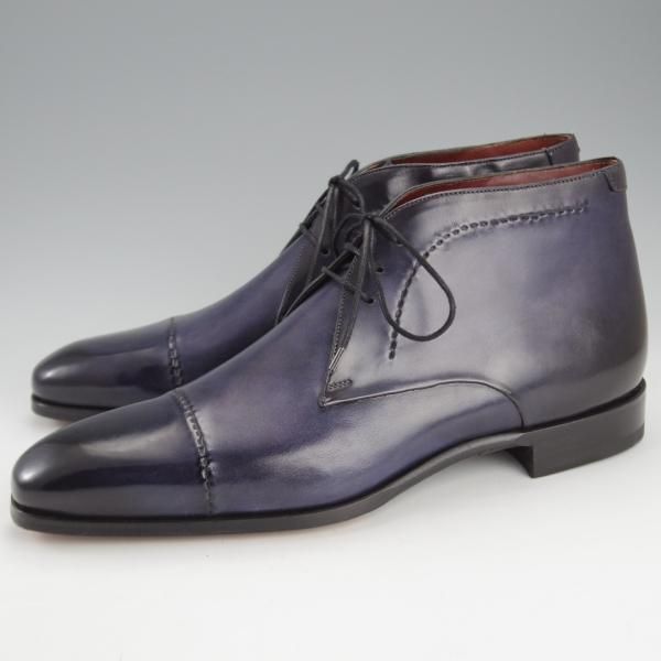 未使用★(スペイン製)マグナーニ・セレクション SIZE 43【定価￥90,720-★シャドウステッチ仕様/チャッカブーツ】紺/MAGNANNI★i692