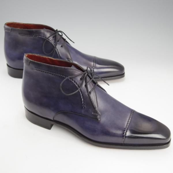 未使用★(スペイン製)マグナーニ・セレクション SIZE 43【定価￥90,720-★シャドウステッチ仕様/チャッカブーツ】紺/MAGNANNI★i692