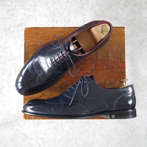 ★(仏)ルイ・ヴィトン SIZE 6【★ブラインドブローグ/紺】ポリッシュレザー/メンズ/LOUIS VUITTON★i694