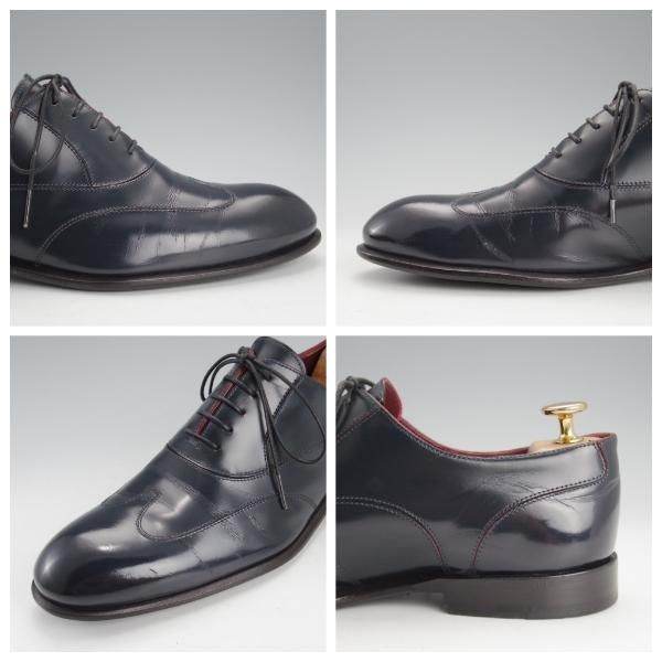 ★(仏)ルイ・ヴィトン SIZE 6【★ブラインドブローグ/紺】ポリッシュレザー/メンズ/LOUIS VUITTON★i694