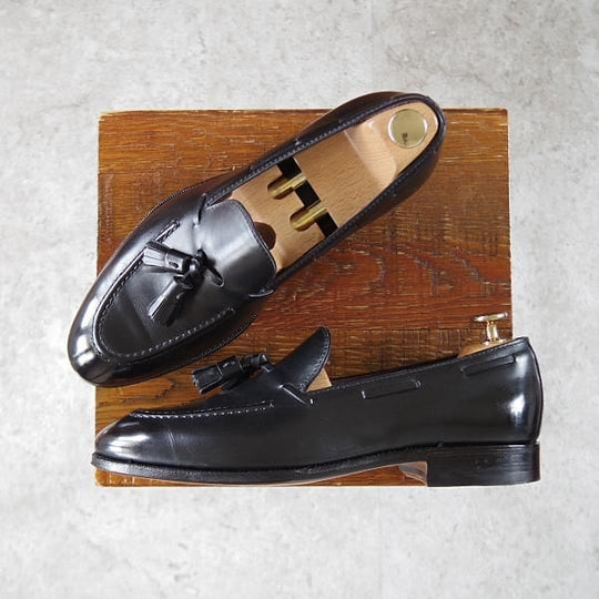 極美品★(スペイン製)CARMINA/カルミナ SIZE 6【定価￥75,900-★タッセルローファー/80215】UETAMラスト/カーフ/黒/メンズ★i695