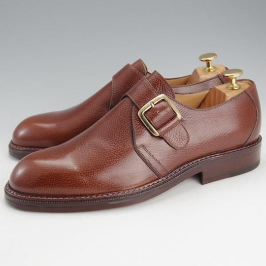 未使用★(伊)ペルーゾ SIZE 41.5【貴重★ブラックラピド製法/バーニーズNY別注】モンクストラップ/グレインレザー/茶/PELUSO★i696