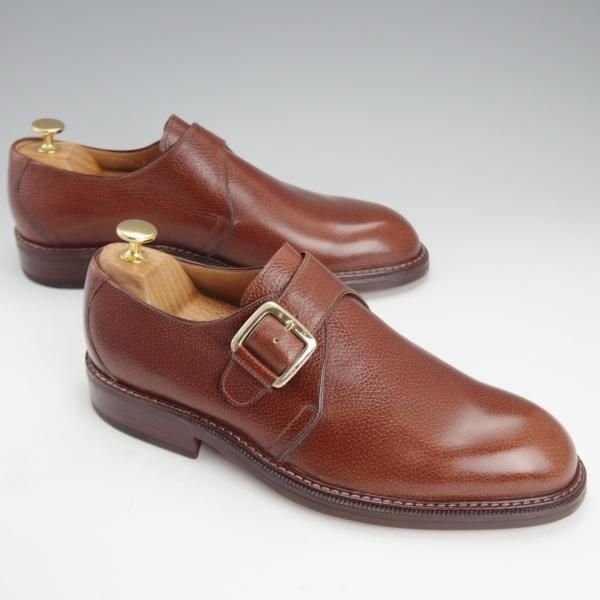 未使用★(伊)ペルーゾ SIZE 41.5【貴重★ブラックラピド製法/バーニーズNY別注】モンクストラップ/グレインレザー/茶/PELUSO★i696