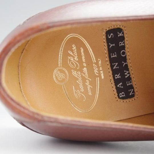 未使用★(伊)ペルーゾ SIZE 41.5【貴重★ブラックラピド製法/バーニーズNY別注】モンクストラップ/グレインレザー/茶/PELUSO★i696