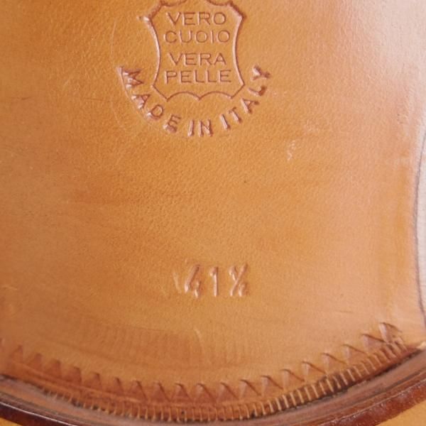 未使用★(伊)ペルーゾ SIZE 41.5【貴重★ブラックラピド製法/バーニーズNY別注】モンクストラップ/グレインレザー/茶/PELUSO★i696