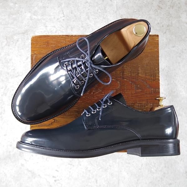 ほぼ試着程度★(伊)ボッティチェリ SIZE 45【★プレ—ントゥ/紺】ポリッシュレザー/メンズ/Botticelli★i697