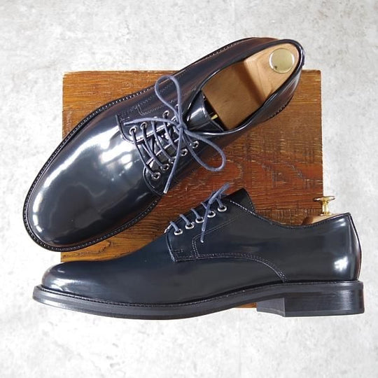 ほぼ試着程度★(伊)ボッティチェリ SIZE 45【★プレ—ントゥ/紺】ポリッシュレザー/メンズ/Botticelli★i697