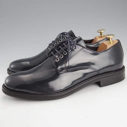 ほぼ試着程度★(伊)ボッティチェリ SIZE 45【★プレ—ントゥ/紺】ポリッシュレザー/メンズ/Botticelli★i697