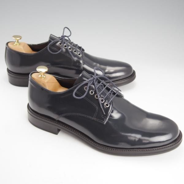 ほぼ試着程度★(伊)ボッティチェリ SIZE 45【★プレ—ントゥ/紺】ポリッシュレザー/メンズ/Botticelli★i697