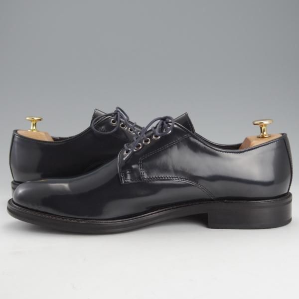 ほぼ試着程度★(伊)ボッティチェリ SIZE 45【★プレ—ントゥ/紺】ポリッシュレザー/メンズ/Botticelli★i697