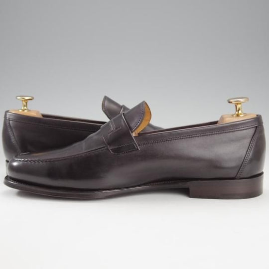 極美品★ジョンロブ UK7【貴重★エルメス別注/HERMES/ミュージアムカーフ】HENRI/H513ラスト/コインローファー/黒/JOHN LOBB★i701