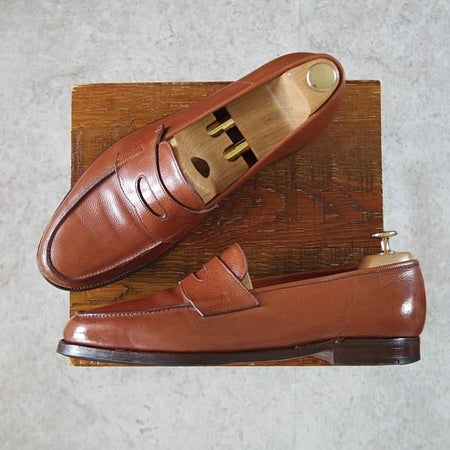 ★ジョンロブ 8.5E【貴重★アンライニング仕様のロペス/(水牛)バッファローレザー】RIO/コインローファー/茶/JOHN LOBB★i702