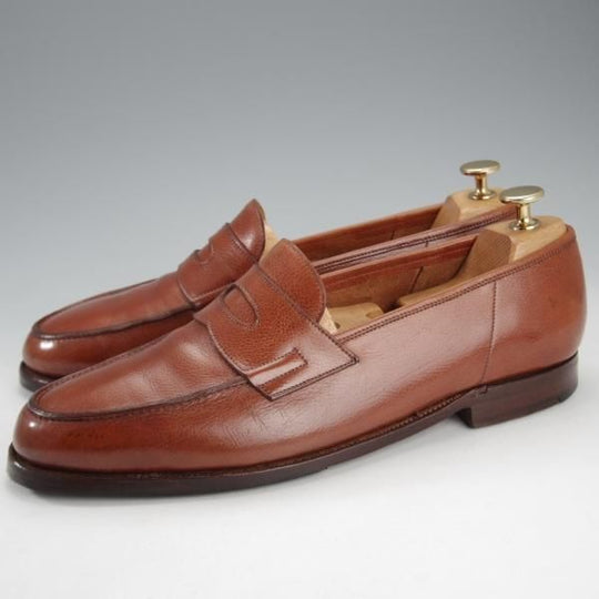 ★ジョンロブ 8.5E【貴重★アンライニング仕様のロペス/(水牛)バッファローレザー】RIO/コインローファー/茶/JOHN LOBB★i702