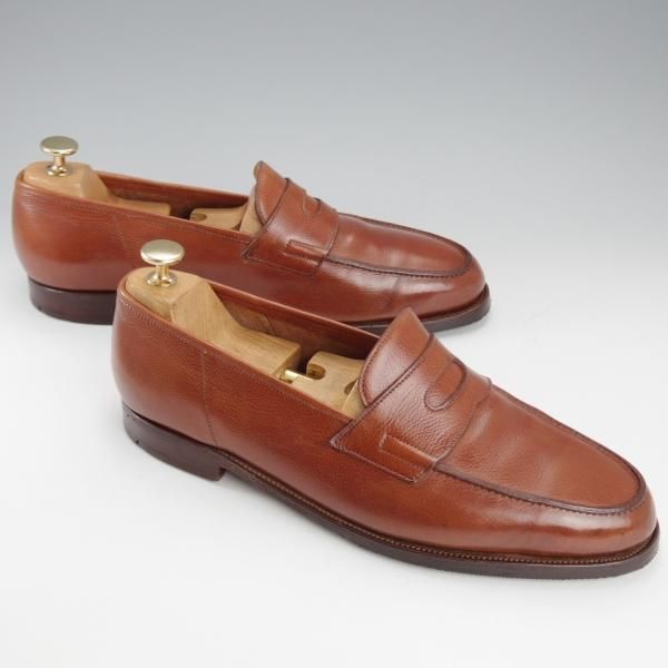 ★ジョンロブ 8.5E【貴重★アンライニング仕様のロペス/(水牛)バッファローレザー】RIO/コインローファー/茶/JOHN LOBB★i702