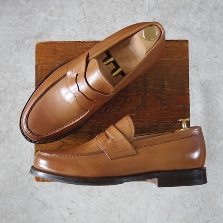 極美品★チャーチ 75G/UK7.5【★コインローファー/Wesley】101ラスト/カーフ/薄茶/メンズ/Church's★i703