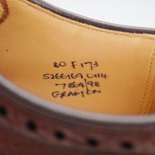 極美品★チャーチ 80F/UK8【現行定価￥198,000-★グラフトン/GRAFTON】173ラスト/フルブローグ/グレインレザー/茶/メンズ/Church's★i704