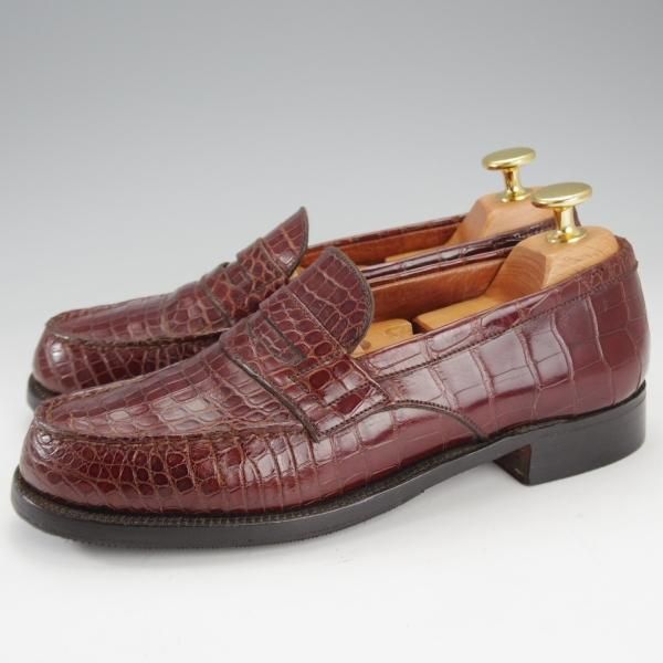 ★J.M.ウエストン(レディース) UK3程度(22cm程度)【同系モデル定価￥682,000-★クロコ仕様/180】コインローファー/茶/Weston★i711