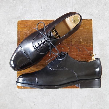 極美品★(伊)F.LLIジャコメッティ SIZE 41【定価￥101,200-★ハンドソーンウェルテッド製法/黒】ストレートチップ/Giacometti★i712