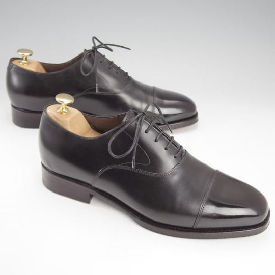 極美品★(伊)F.LLIジャコメッティ SIZE 41【定価￥101,200-★ハンドソーンウェルテッド製法/黒】ストレートチップ/Giacometti★i712