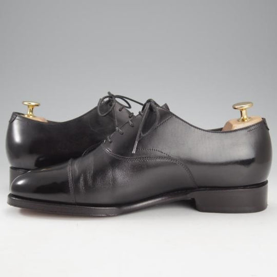 極美品★(伊)F.LLIジャコメッティ SIZE 41【定価￥101,200-★ハンドソーンウェルテッド製法/黒】ストレートチップ/Giacometti★i712