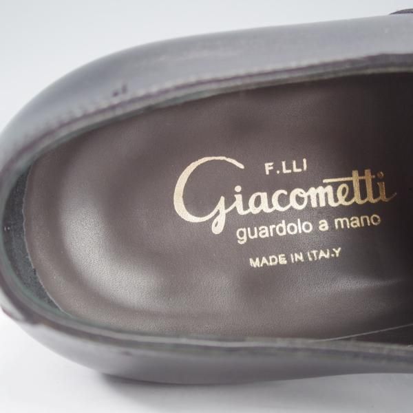 極美品★(伊)F.LLIジャコメッティ SIZE 41【定価￥101,200-★ハンドソーンウェルテッド製法/黒】ストレートチップ/Giacometti★i712