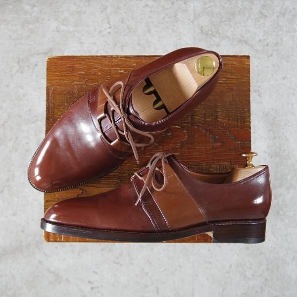 極上★ジョンロブ パリ UK7程度【時価130万円程度★ビスポーク品/ギリーシューズ】プレーントゥ/カーフ/茶/メンズ/JOHN LOBB PARIS★i713