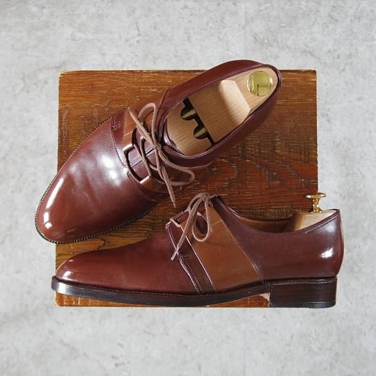 極上★ジョンロブ パリ UK7程度【時価130万円程度★ビスポーク品/ギリーシューズ】プレーントゥ/カーフ/茶/メンズ/JOHN LOBB PARIS★i713