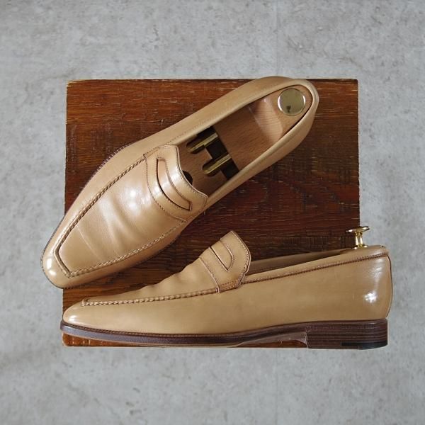 極上★(伊)STEFANO BI/ステファノビ SIZE 6【貴重★ISETAN別注/ローファー】スリッポン/カーフ/薄茶/伊勢丹★i715