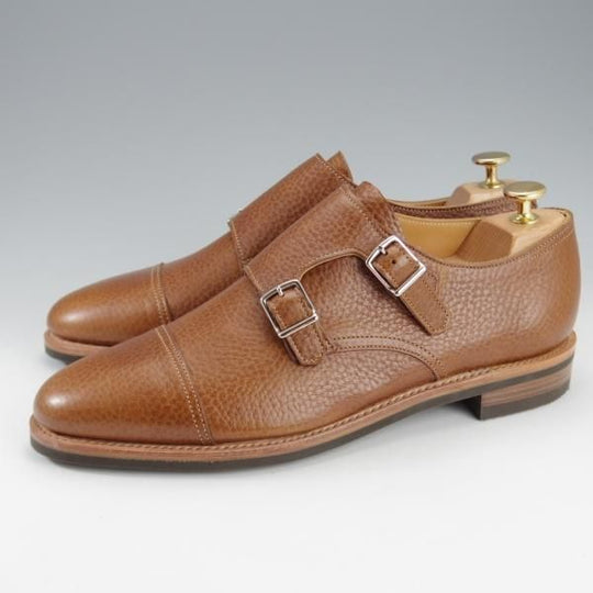 未使用★ジョンロブ 7E【モデル定価￥216,700-★WILLIAM/ウィリアム/TENSILE】9795ラスト/ダブルモンク/シボ革/薄茶/JOHN LOBB★i716